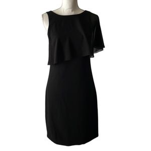 Trina Turk Black Sheath Sleeveless Sheer Draped Dress - Small